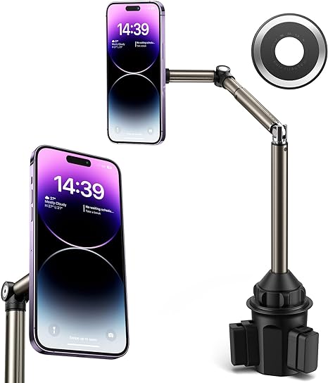 JSAUX Magnetic Cup Phone Holder for Car Truck with Long Arm, Cup Holder Phone Mount with MagMount [Superior N52 Magnet] Cellphone Cradle Compatible with iPhone, Samsung Galaxy, Google Pixel