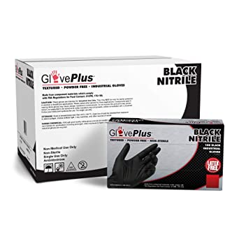 AMMEX GlovePlus Black Nitrile Industrial Gloves, Pallet of 70 Cases/70,000 Gloves, 5 mil, Size Large, Latex Free, Powder Free, Textured, Disposable, GPNB46100P70