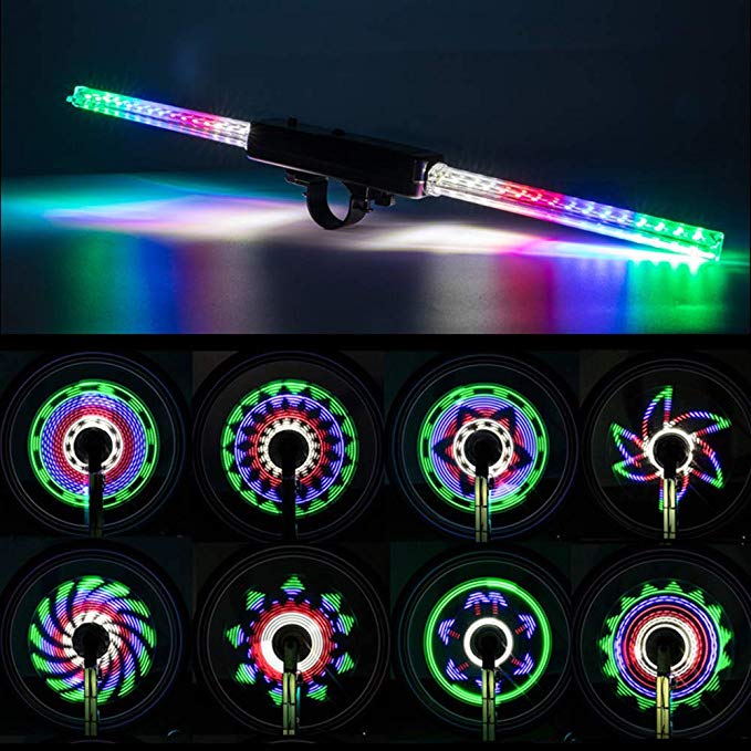 LEADBIKE LED Bike Wheel Lights w/ 30x Different RGBW Patterns| Batteries Included, Ultimate Brightness w/ 64PCS LED Lights| IPX5 Waterproof Safety Tire Lights for Adults| Cycling Road Safety