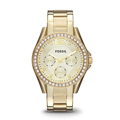 Fossil Women's ES3203 Riley Gold-Tone Stainless Steel Watch with Link Bracelet