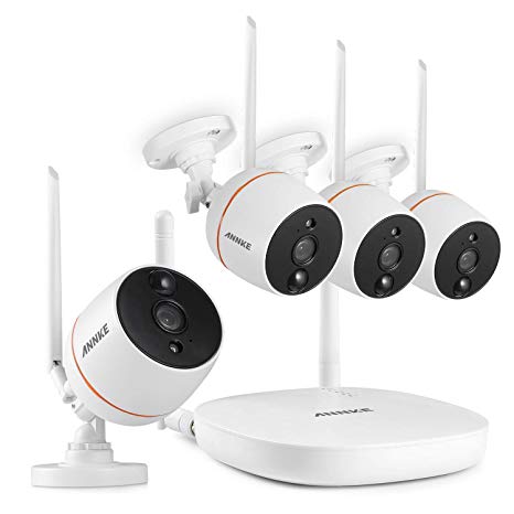 ANNKE Wireless Security Camera System, 1080P Mini NVR with 2 Pack IP Cameras, Plug and Play, PIR Motion Detection, Two-Way Audio, IP66 Weatherproof CCTV Camera, Support UP to 128GB TF Card