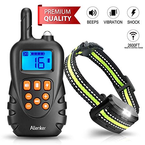 Dog Training Collar - Rechargeable Shock Collar For Dogs W/ Beep Vibration & Humane Shock, 100% Waterproof Dog Shock Collar with Remote up to 2600Ft Range, 0~16 Shock Levels W/ 2-in- 1 Charger