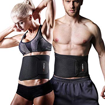 YOUNGDO Waist Trimmer, Fitness Ab Slimmer Belt Weight Loss Wrap Belly Fat Burner Low Back Support Waist Trainer for Men and Women, One Size Fits up to 46"