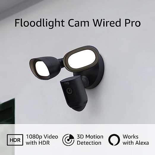 Ring Floodlight Cam Wired Pro with Bird’s Eye View and 3D Motion Detection (2021 release) | 2-pack, Black