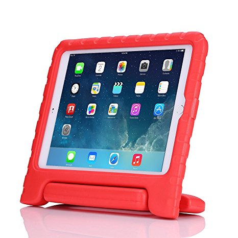 iPad Air 2 Case - Travellor Kids Light Weight Kido Series Multi Function Convertible Handle Kickstand Kids Friendly Protective Shockproof Cover with Stand & Handle for Apple iPad Air 2 (Red)