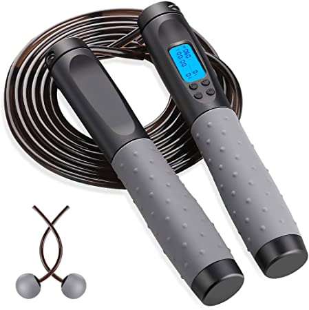 Jump Ropes, Weighted Jump Rope for Fitness, Skipping Rope with Counter - Cordless Jump Rope for Women & Men Fitness, Adjustable Digital Counting Jumprope, 2 in 1 Skipping Rope & Ropeless Jumping Rope