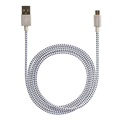 Hann® 5ft/1.5M Nylon Braided Nice Design Premium Micro USB Cable Android Mobile Phones Data Sync and Charging Cord with Gold Aluminum Shell for Samsung, HTC, Motorola, Nokia, LG etc