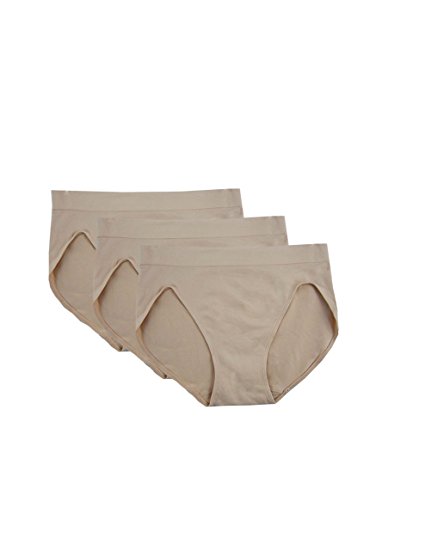 FEM Women's Underwear Seamless Briefs Panties High-Cut - 3 Pack