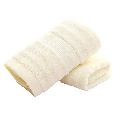 YAMAMA Hand Towels Set of 2, Bamboo Fiber Super Soft Highly Absorbent Towel for Bathroom 13x 30 Inch(Cream)