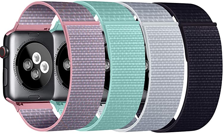 AK Nylon Bands Compatible with Apple Watch Band 38mm 40mm 42mm 44mm Adjustable Soft Lightweight Breathable Replacement Band for iWatch Series 5 4 3 2 1