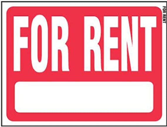 HY-KO Products RS-603 for Rent Plastic Sign, 24 in x 19 in, White/Red