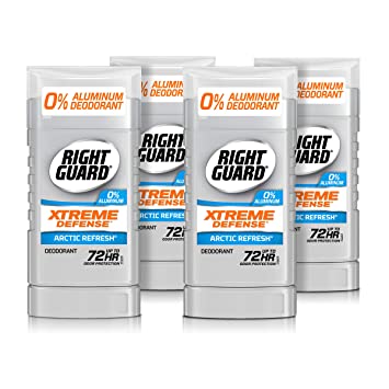 Right Guard Xtreme Defense Aluminum-Free Deodorant Invisible Solid Stick, Arctic Refresh, 3 Ounce (Pack of 4)