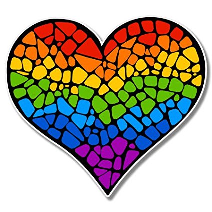 Mosaic Rainbow Heart Gay Pride Artistic Vinyl Sticker - Car Phone Helmet - SELECT SIZE