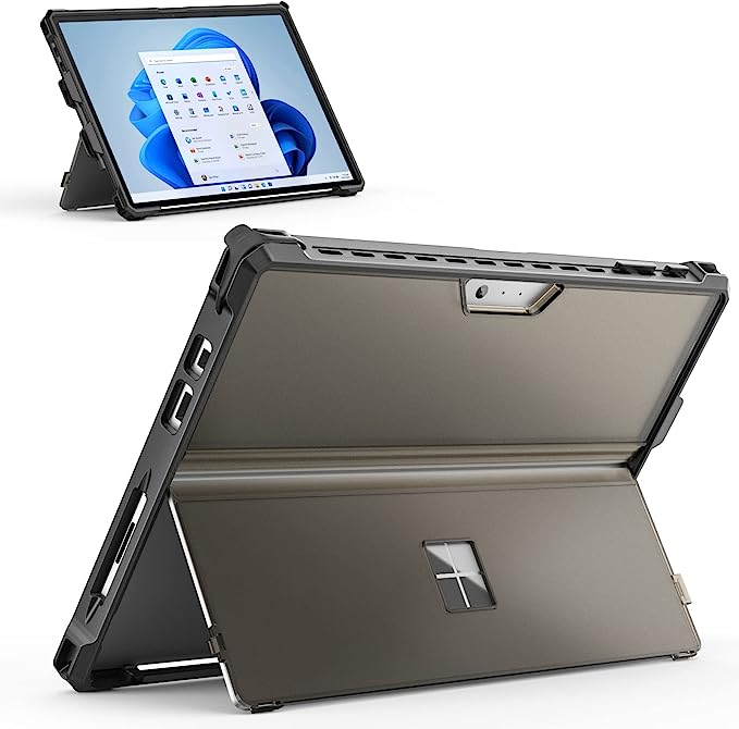 MoKo Case for Microsoft Surface Pro 7 Plus/Pro7/Pro 6/Pro 5/Pro 4/ LTE - All-In-One Rugged Cover Case with Pen Holder, Kickstand Protective Case, Compatible with Type Cover Keyboard, Frosted Black