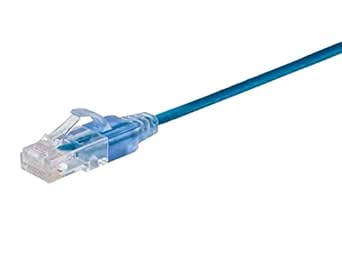 Monoprice Cat6A 14ft Blue Patch Cable UTP 30AWG 10G Pure Bare Copper Snagless RJ45 SlimRun Series Ethernet Cable