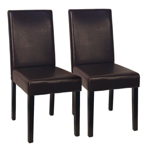 XtremepowerUS Urban Style Solid Wood Leatherette Padded Parson Dining Chair SET OF 2