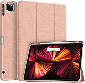 Soke New iPad Pro 11 Case 2021 with Pencil Holder - [Full Body Protection   2nd Gen Apple Pencil Charging   Auto Wake/Sleep], Soft TPU Back Cover for 2021 iPad Pro 11 inch(Rose Gold)