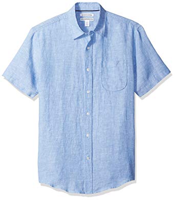 Amazon Essentials Mens Standard Slim-fit Short-Sleeve Linen Shirt