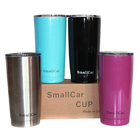 Smallcar 20 Oz Stainless Steel Tumbler with Extra Splash Proof Sliding Lid - Double Wall Vacuum Insulated Travel Mug Thermos Coffee Cup Keep Hot or Cold for Hours Black Tumbler