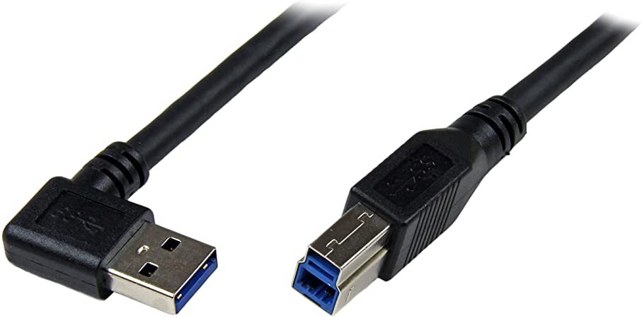 StarTech.com 1m Black SuperSpeed USB 3.0 Cable - Right Angle A to B - 3 ft USB 3 Cable - Right Angle USB 3.0 A (M) to USB 3.0 B (M) (USB3SAB1MRA)