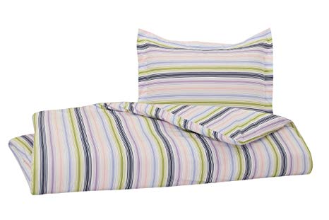 Reversible Duvet Cover Set by DELANNA 100% COTTON 2 Piece Percale Duvet Cover Set Includes Duvet Cover and a Pillow Sham Crisp, Comfortable, Breathable, Soft and Durable (Twin, Multistripe)