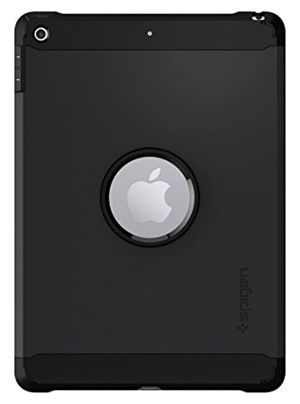 Spigen Tough Armor iPad 9.7 Case with SF Coated Non Slip Matte Surface and Extreme Heavy Duty Protection and Air Cushion Technology for Apple iPad 9.7 2017 - Black