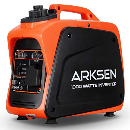 Arksen 1000W Super Quiet Portable Gas-Powered Inverter Generator With 120V AC Outlet, 5V USB Port, 12V CAR DC outlet CARB EPA Compliant