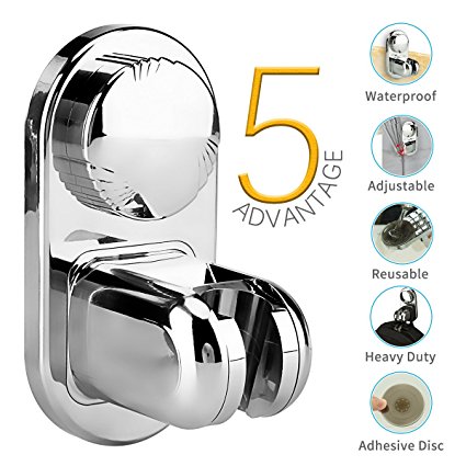 Vacuum Suction Cup Shower Head Holder Removable Mount Wall Stand Bracket Showerhead, Reusable Adjustable with Adhesive Sucking Disc for Bathroom