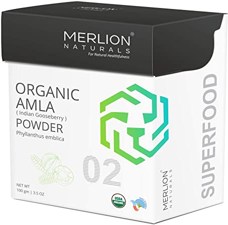 Organic Amla Powder by Merlion Naturals |Superfood | Phyllanthus Emblica | NPOP India and USDA NOP Certified 100% Organic | Supports Immunity (3.5 OZ)