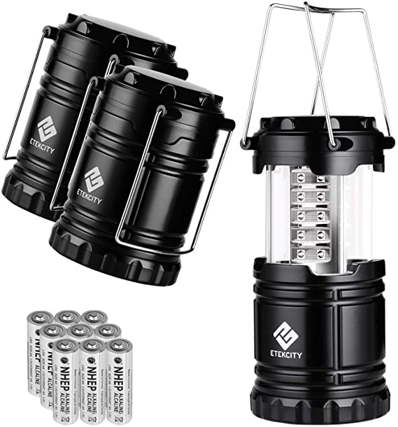Etekcity Lantern LED Camping Lanterns, Battery Powered Camping Lights, Outdoor Flashlight, Suitable for Camping, Hiking, Survival Kits for Emergency, Power Failure, Hurricane (Batteries Included)