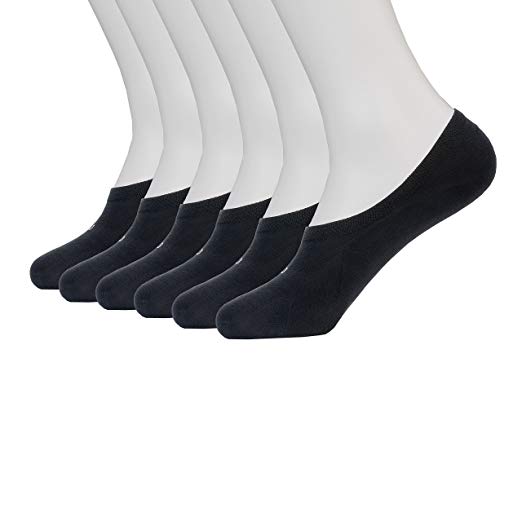 Feetalk Mens Womens No Show No Slip Casual Cotton Thin Low Cut Liner Socks 6 Pack
