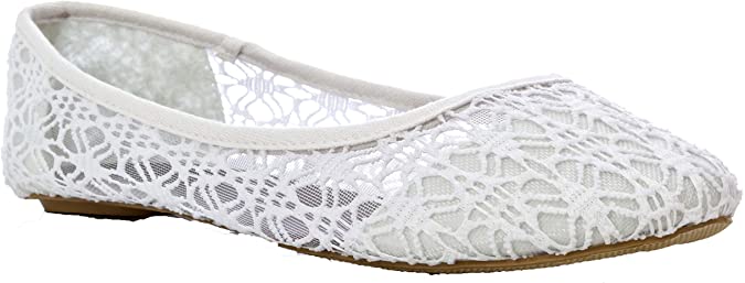 Charles Albert Women's Breathable Crochet Lace Ballet Flat