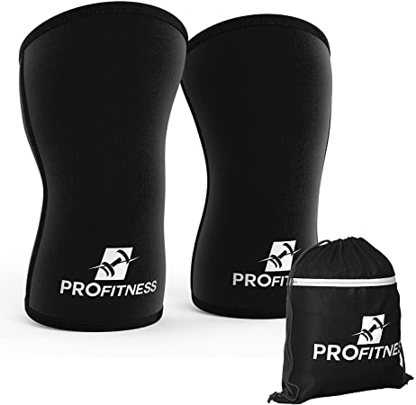 ProFitness 7MM Knee Sleeve (Pair) - Provides Ideal Supporter & Compression - Best for Squats, Deadlifts, Powerlifting, Weightlifting, Cross Training, Bodybuilding - for Both Men & Women