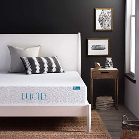 Lucid 10 Inch Plush Memory Foam Mattress, Dual-Layered, CertiPUR-US Certified, 25-Year Warranty, Twin X-Large