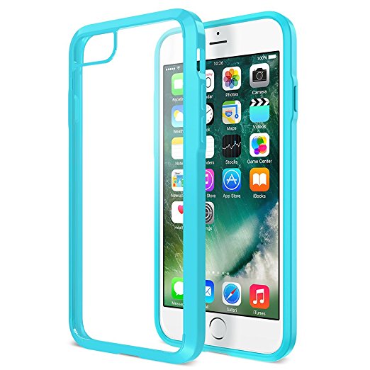 iPhone 8 Plus 7 Plus Case, Trianium [Clarium Series] Protective Cover for Apple iPhone 7 Plus / 8 Plus Case [Shock Absorption] Premium TPU Bumper Cushion   Hybrid Rigid Clear Back- Clear Turquoise