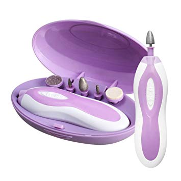 Electric Pedicure & Manicure Set Portable Nail Care Tool Box with 5 PCS Attachment for Grooming of Hands & Feet ZLiME (Purple)