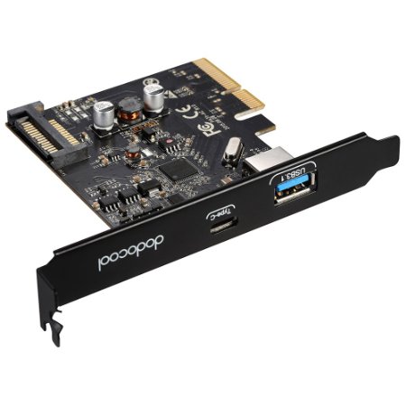 dodocool PCI-E Express Card USB 3.1 Type-C and Type-A PCI Express Card Gen II (10 Gbps) for Desktop PC
