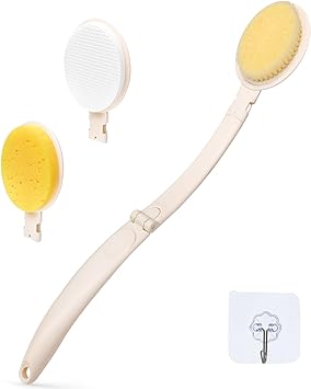 LFJ Long Handled Sponge, Dry Body Brush Bathing Accessories Back Cream Applicator
