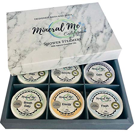 Shower bombs w/Organic Essential Oils - Set of 6 Aromatherapy Steamers for vaporizing Steam Spa Experience - Shower Melts, Bath Bombs for the shower. Perfect Gift for Men and Women, Christmas Holidays