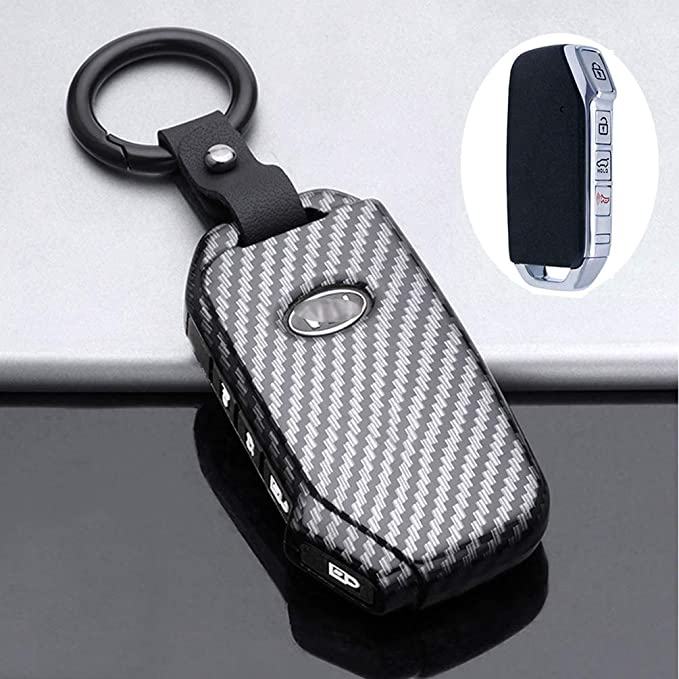 ontto Key Fob Cover Case For Kia Remote Case Holder Carbon Partern Black