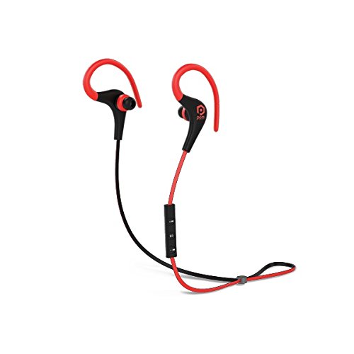 POM Gear P2G-SP1-RBK Basik Sport Secure Fit Bluetooth Earphones Red/Black