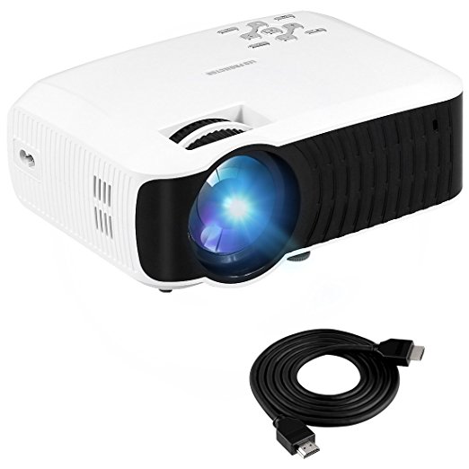 Yaufey 2200 Lumens LED Mini Projector, With 2200 Lumens Support 16.77 Million Color Number, Suitable for Indoor and Outdoor Family Members Movie Night, White