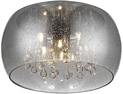 5-Light Chrome Glass with Clear Glass Beads LED Flush Mount