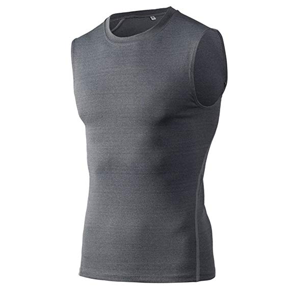 TOPTIE Mens Compression Sleeveless Base Layer, Athletic Workout T-Shirt