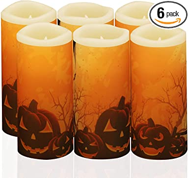 LECANI Halloween Decorations Candles Battery Operated, Animated Scary Bats Spiders and Pumpkin Flickering Flameless Candles Timer Remote Control Led Candles for Indoor Yard Porch Outdoor Party Decor