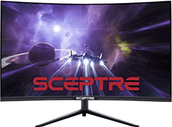 Sceptre Curved 27 inch QHD Gaming Monitor 2560x1440 up to 165Hz 144Hz 1ms DisplayPort HDMI, Height Adjustable, 1500R AMD FreeSync Premium FPS RTS Build-in Speakers Gunmetal Black 2021 (C275B-QWD168)