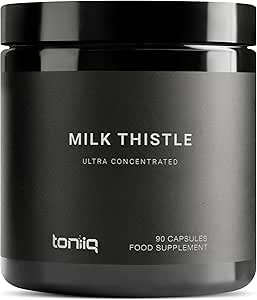 Toniiq 25,000mg 50x Concentrated Milk Thistle Extract - Milk Thistle 500mg Per Serving - 80% Silymarin - Bioavailable Silymarin Milk Thistle Supplement Capsules - 90 Vegetarian Caps