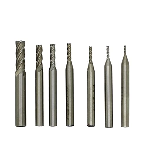 7 size Corded Electric HSS 4 Flutes Router Bit End Mill Milling CNC Cutter Wood Aluminum Drill Bits Straight Shank, 2x6mm - 2Pieces