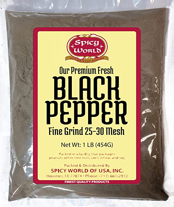 Ground Black Pepper Fine Grind Pure 16 Ounce (1 Pound) - by Spicy World