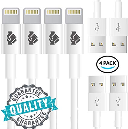 Trusted Cables [Apple MFi Certified] iPhone Cord Charging Connector (4 Pack) Model Fast Syncing Speeds - MFi List Name: GS1 - Compatible w/All iPhone 5/6/7/8/X/XS and iPads